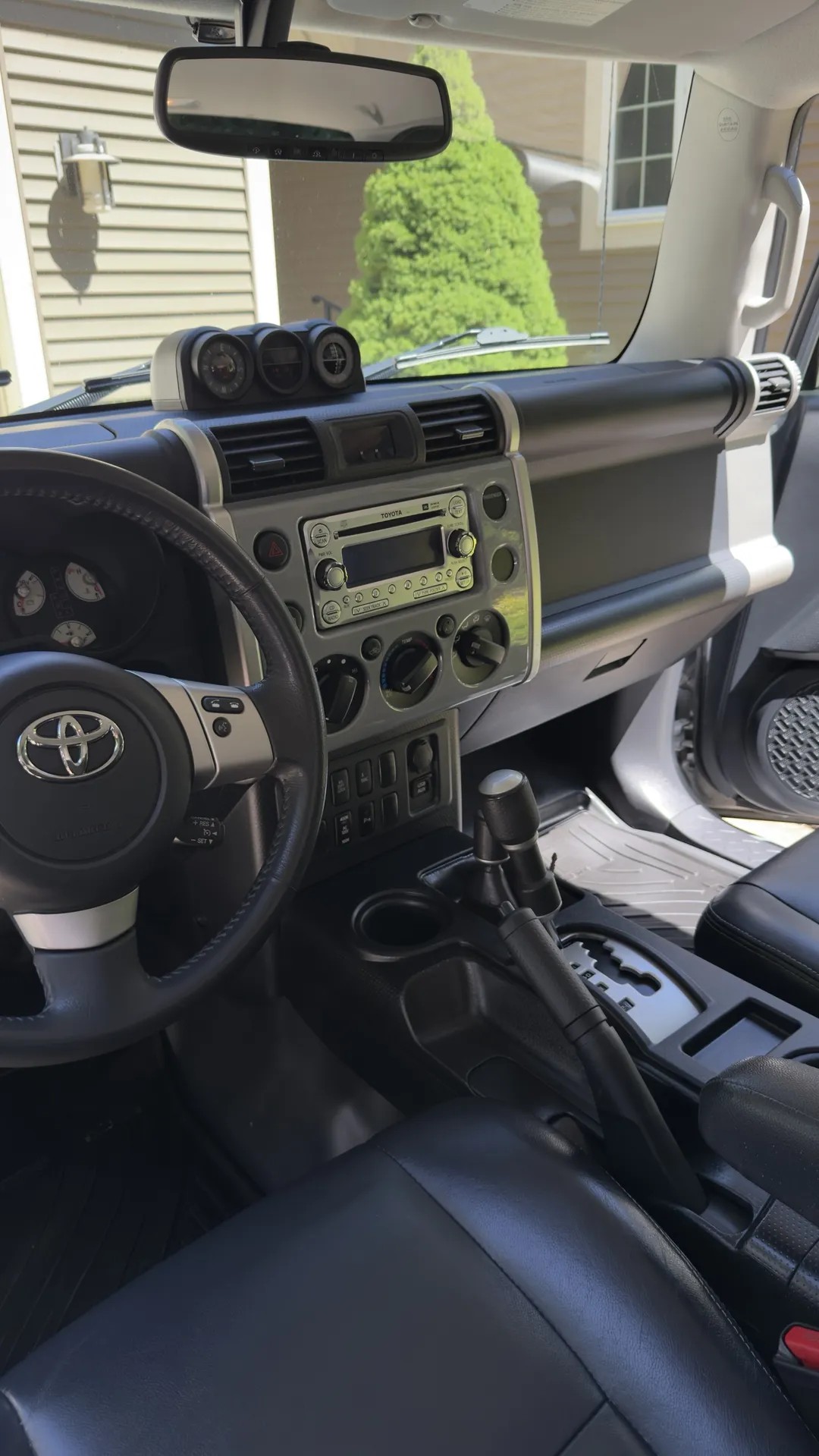 Toyota FJ Cruiser dashboard and shifter after an interior detail