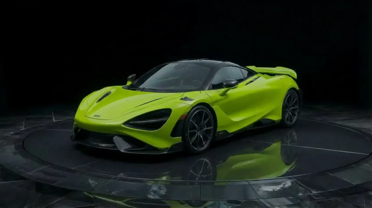 Studio render of a sports car in the selected vinyl wrap color