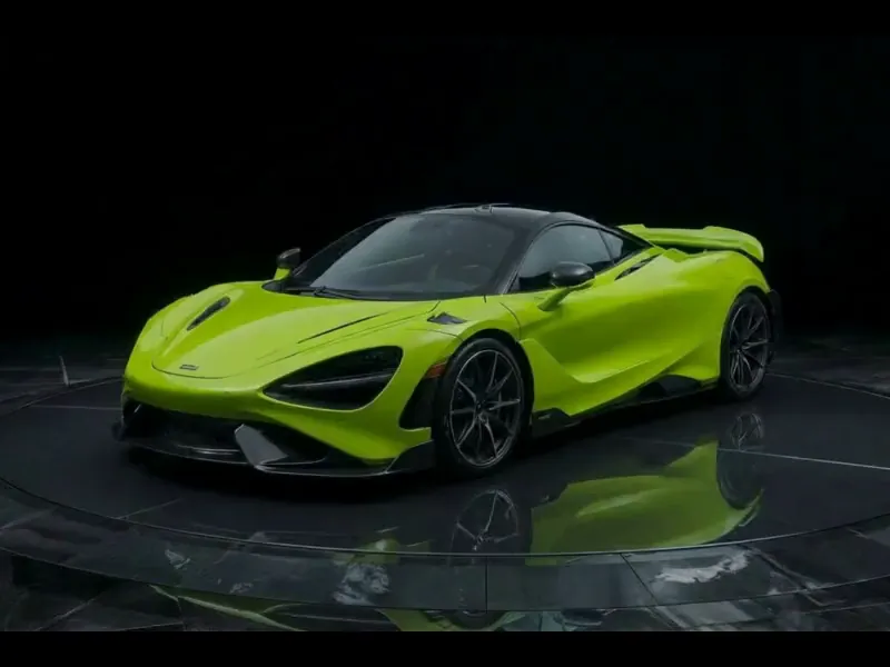 Lime green McLaren on a studio turntable