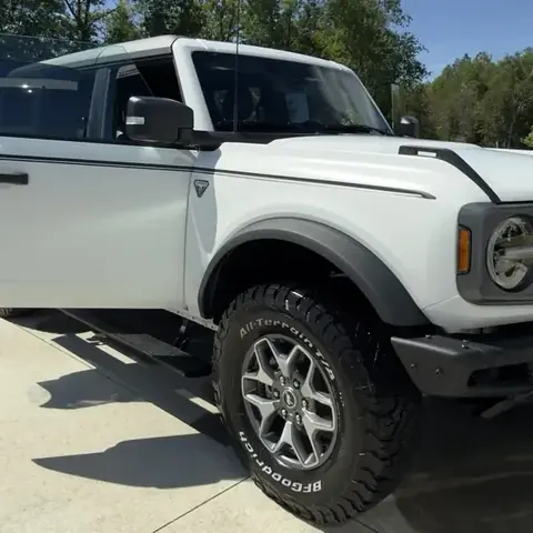 White Ford Bronco after exterior detailing