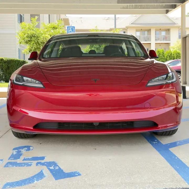 Red Tesla Model 3 after ceramic coating in Muskegon, MI