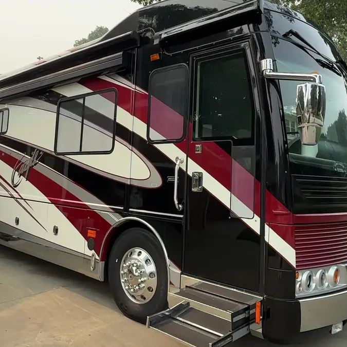 Class A motorcoach after detailing