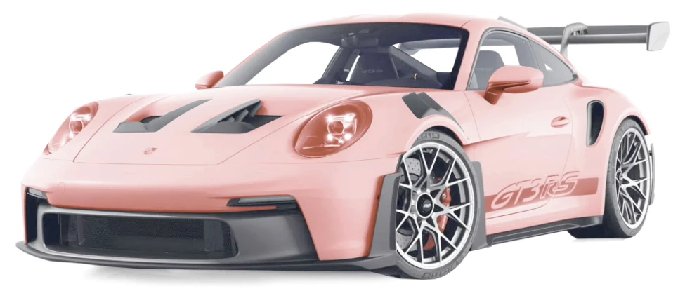 Porsche 911 GT3 RS with Full Exotic Vehicle paint protection film shown in rose